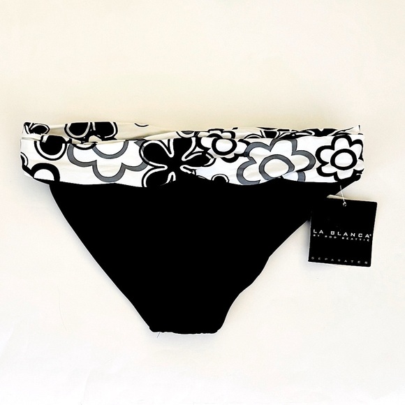 La Blanca Floral Sash Swimsuit Bikini Bottom, Size 6, Black/ White,‎ NWT - Picture 1 of 6